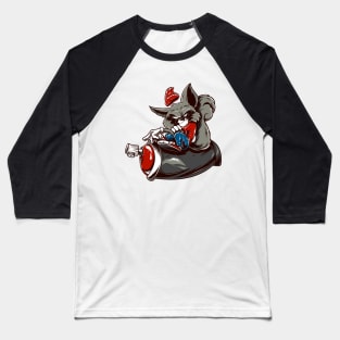 Racoon Riding Spray Baseball T-Shirt